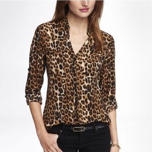 Express Portofino Animal Print Blouse Top